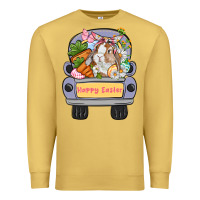 Antique Gold Happy Easter bunny truck Easter Day Premium Sweatshirt - CowGirlArtShop