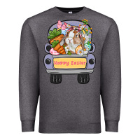 Charcoal Heather Happy Easter bunny truck Easter Day Premium Sweatshirt - CowGirlArtShop