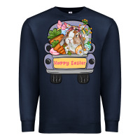 Navy Happy Easter bunny truck Easter Day Premium Sweatshirt - CowGirlArtShop