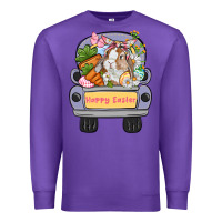 Purple Happy Easter bunny truck Easter Day Premium Sweatshirt - CowGirlArtShop
