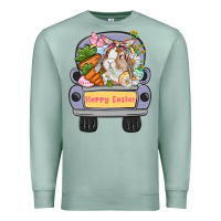 Seafoam Happy Easter bunny truck Easter Day Premium Sweatshirt - CowGirlArtShop