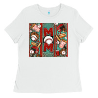 White baseball mom Ladies Tee - Jasminsmagicworld