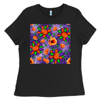 Black pumpkin flower halloween seamless pattern Ladies Tee - BundleAndBundleShop