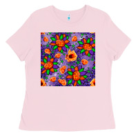 Bubblegum Pink pumpkin flower halloween seamless pattern Ladies Tee - BundleAndBundleShop