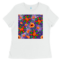 White pumpkin flower halloween seamless pattern Ladies Tee - BundleAndBundleShop