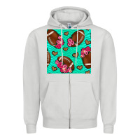 Dove Grey American Football roses and hearts Zipper Hoodie - NancyCooperArtShop