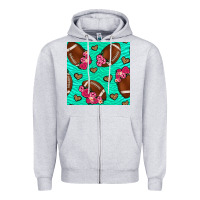 Heather Grey American Football roses and hearts Zipper Hoodie - NancyCooperArtShop