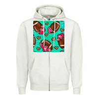 Oatmeal Heather American Football roses and hearts Zipper Hoodie - NancyCooperArtShop