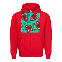 Red American Football roses and hearts Zipper Hoodie - NancyCooperArtShop