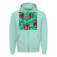 American Football Roses And Hearts Zipper Hoodie | Teevron