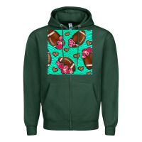 Sports Green American Football roses and hearts Zipper Hoodie - NancyCooperArtShop