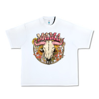 White bullskull mama Urban Heavy Tee - NancyCooperArtShop