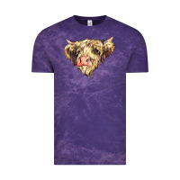 Cloud Purple scottish cow Vintage Tee - NancyCooperArtShop