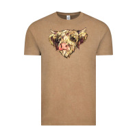 Vintage Coffee scottish cow Vintage Tee - NancyCooperArtShop