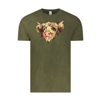 Vintage Olive scottish cow Vintage Tee - NancyCooperArtShop