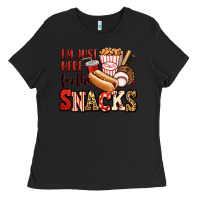 Black i'm just here for the snacks baseball Ladies Tee - Jasminsmagicworld
