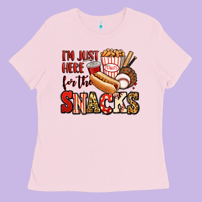 I'm Just Here For The Snacks Baseball Ladies Tee Designed By Jasminsmagicworld
