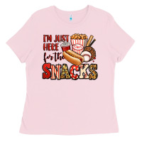 Bubblegum Pink i'm just here for the snacks baseball Ladies Tee - Jasminsmagicworld