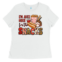 White i'm just here for the snacks baseball Ladies Tee - Jasminsmagicworld