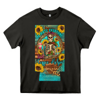 Asphalt i hate everyone but coffee helps western skeleton coffee sunflowers 12 Heavy Core Tee - Artiststas