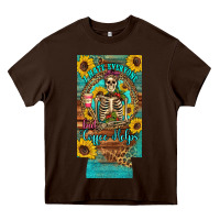 Chocolate Brown i hate everyone but coffee helps western skeleton coffee sunflowers 12 Heavy Core Tee - Artiststas