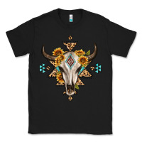 Black bull skull with aztec sunflower leopard Classic Tee - MaliasSmallBusiness