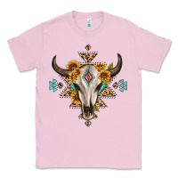 Bubblegum Pink bull skull with aztec sunflower leopard Classic Tee - MaliasSmallBusiness
