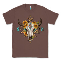 Chestnut bull skull with aztec sunflower leopard Classic Tee - MaliasSmallBusiness