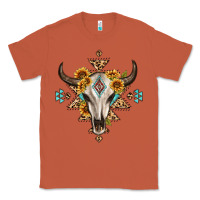 Copper bull skull with aztec sunflower leopard Classic Tee - MaliasSmallBusiness