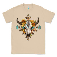 Mushroom bull skull with aztec sunflower leopard Classic Tee - MaliasSmallBusiness
