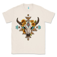 Natural bull skull with aztec sunflower leopard Classic Tee - MaliasSmallBusiness