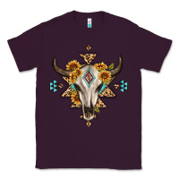 Plum bull skull with aztec sunflower leopard Classic Tee - MaliasSmallBusiness
