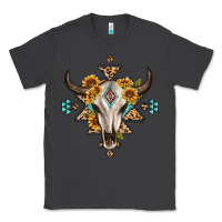 Smoke bull skull with aztec sunflower leopard Classic Tee - MaliasSmallBusiness