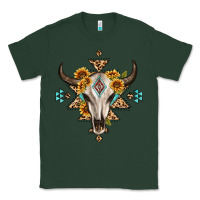 Sports Green bull skull with aztec sunflower leopard Classic Tee - MaliasSmallBusiness
