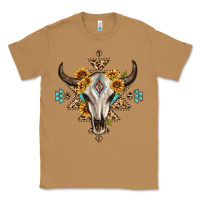 Toasted Coconut bull skull with aztec sunflower leopard Classic Tee - MaliasSmallBusiness
