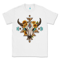 White bull skull with aztec sunflower leopard Classic Tee - MaliasSmallBusiness