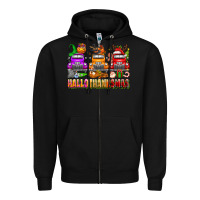 Black Hallothanksmas trucks Zipper Hoodie - texasbilliewilder