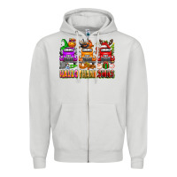 Dove Grey Hallothanksmas trucks Zipper Hoodie - texasbilliewilder