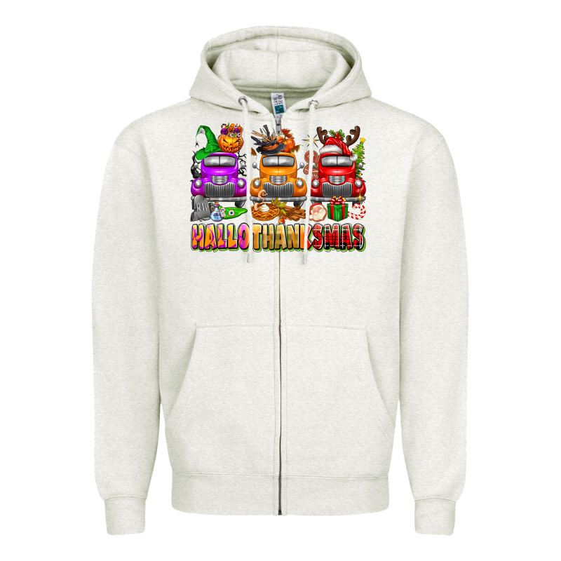Hallothanksmas Trucks Zipper Hoodie by texasbilliewilder | Teevron