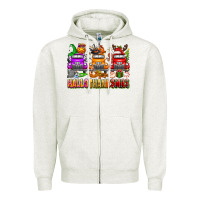 Oatmeal Heather Hallothanksmas trucks Zipper Hoodie - texasbilliewilder
