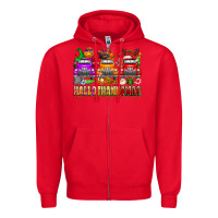 Red Hallothanksmas trucks Zipper Hoodie - texasbilliewilder
