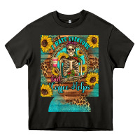 Asphalt i hate everyone but coffee helps western skeleton coffee sunflowers 12 Heavy Core Tee - Artiststas