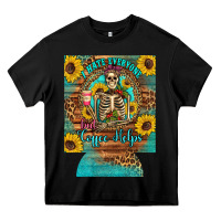 Black i hate everyone but coffee helps western skeleton coffee sunflowers 12 Heavy Core Tee - Artiststas