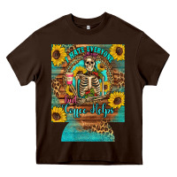 Chocolate Brown i hate everyone but coffee helps western skeleton coffee sunflowers 12 Heavy Core Tee - Artiststas