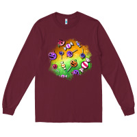 Burgundy halloween candy patches Long Sleeve Tee - BundleAndBundleShop