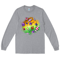 Heather Grey halloween candy patches Long Sleeve Tee - BundleAndBundleShop