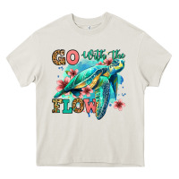 Cream go with the flow floral turtle Heavy Core Tee - Jasminsmagicworld