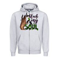 Heather Grey Black my soul Zipper Hoodie - NancyCooperArtShop
