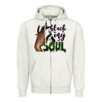 Oatmeal Heather Black my soul Zipper Hoodie - NancyCooperArtShop