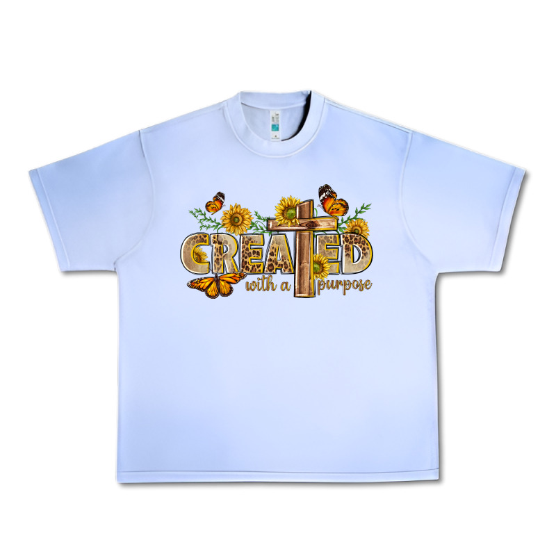 Created With A Purpose With Sunflower And Butterfl Urban Heavy Tee by NancyCooperArtShop | Teevron
